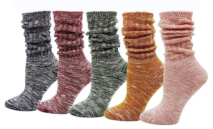 Women's Lady's 5 Pack Vintage Style Cotton Crew Socks | Amazon (US)