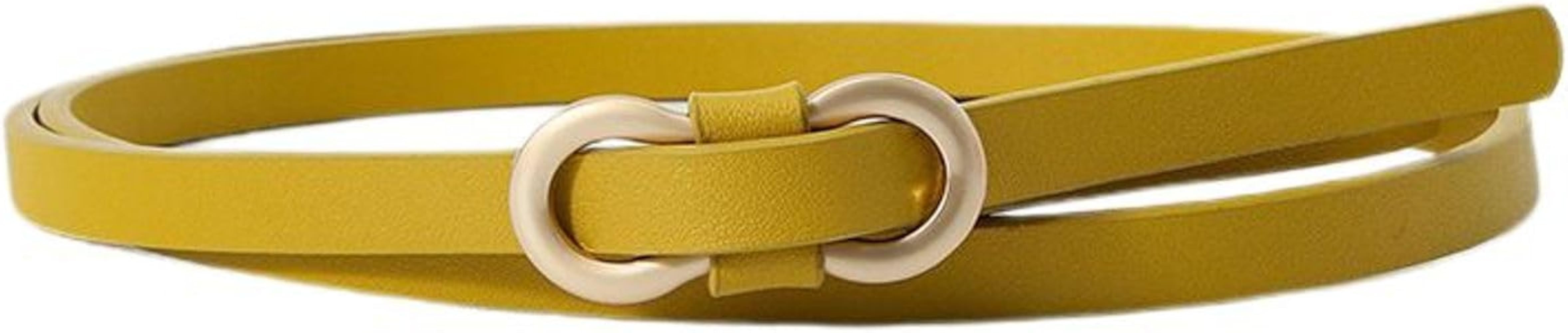Women's Skinny Belt Buckle Belt Thin For Dress Fashion Metal Buckle Holeless Faux Leather Fall Sl... | Amazon (US)