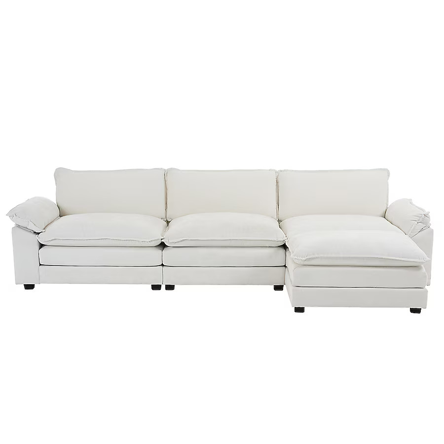 Outopee 120-in Modern Beige Chenille Sectional | Lowe's