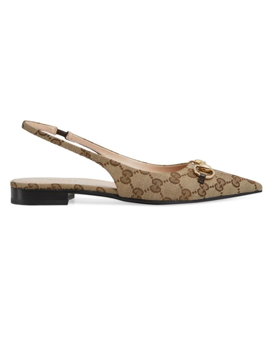 Shop Gucci Erin GG Canvas Slingback Flats | Saks Fifth Avenue | Saks Fifth Avenue
