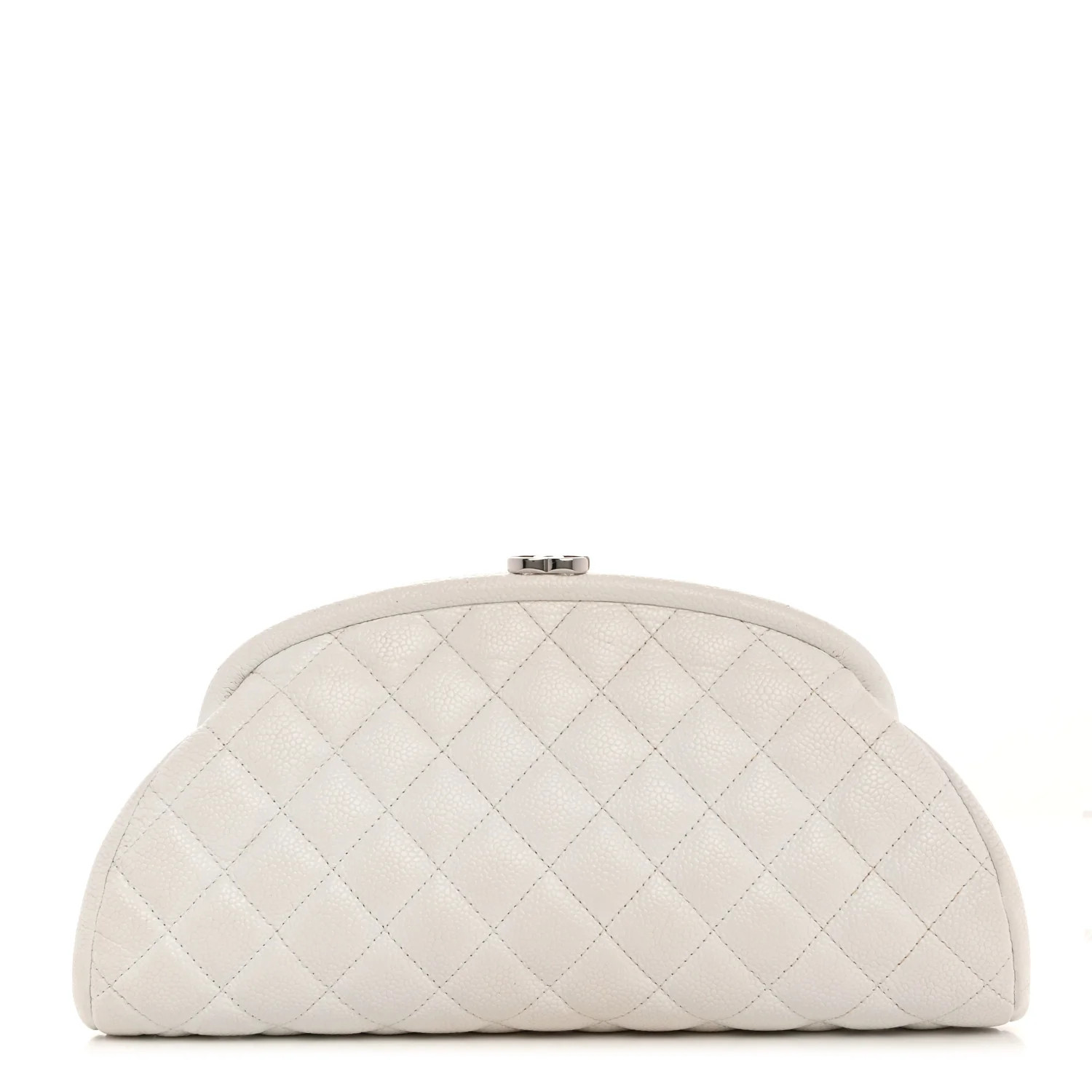Caviar Quilted Timeless Clutch White | FASHIONPHILE (US)