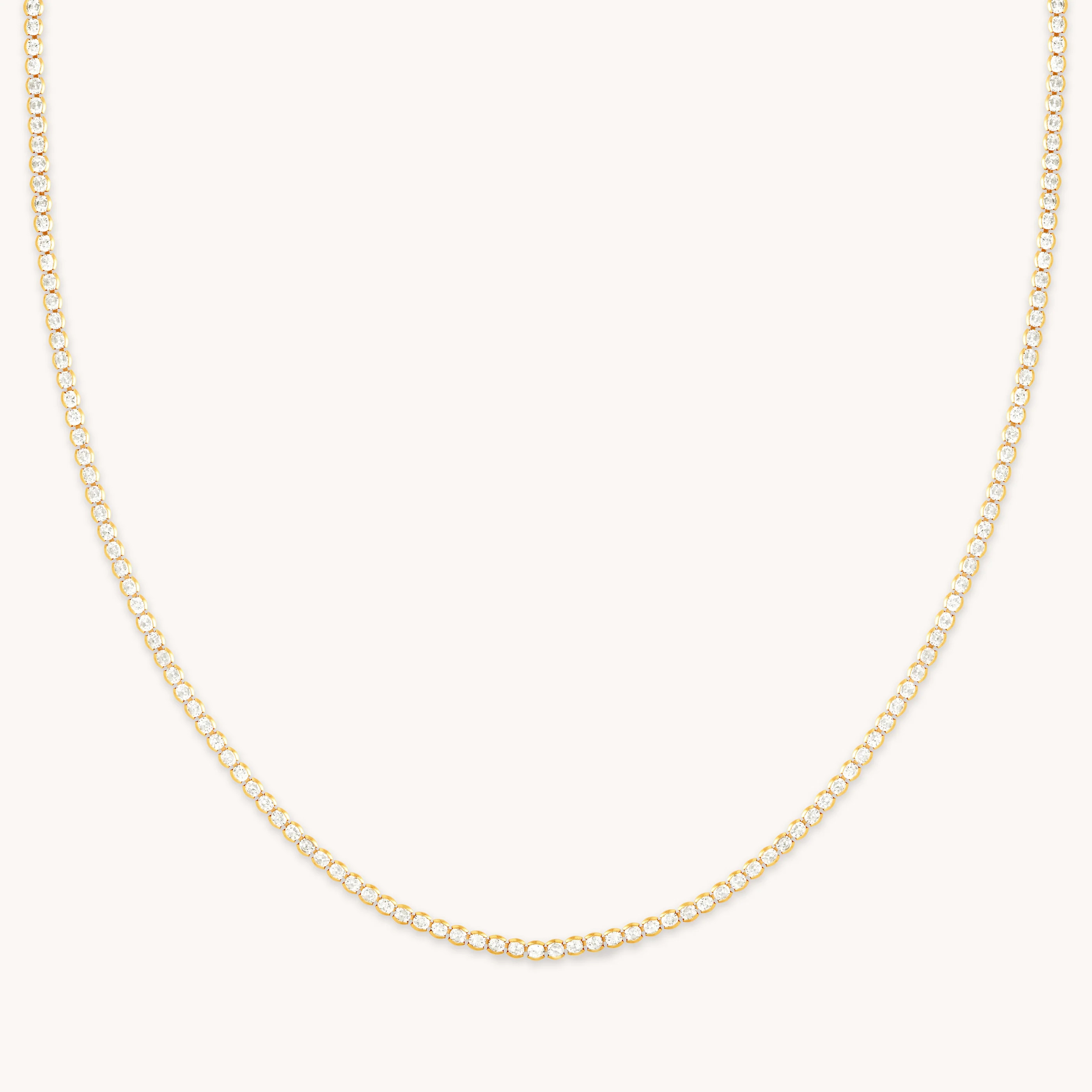 Gleam Tennis Chain Necklace in Gold | Astrid & Miyu UK