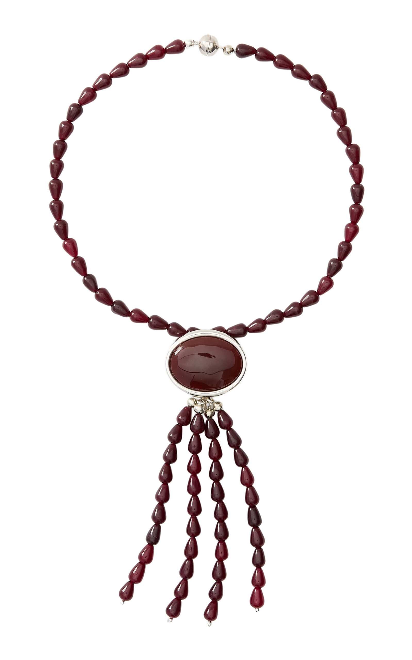 Clio Rhodium-Plated Brass Carnelian Necklace | Moda Operandi (Global)