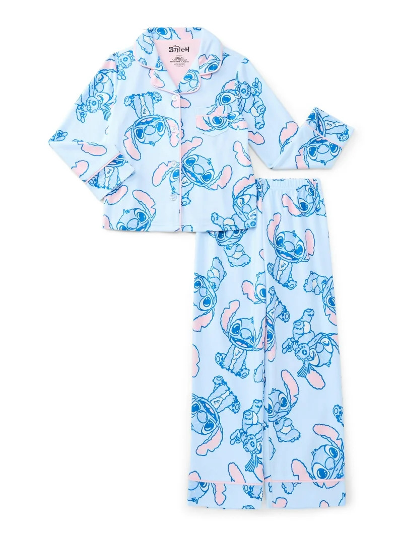 Lilo & Stitch Girls Coat and Pants Pajama Set, 2-Piece, Sizes 4-12 | Walmart (US)
