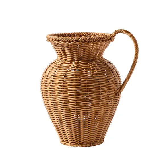 My Texas House 8" Brown Faux Rattan Pitcher Vase | Walmart (US)