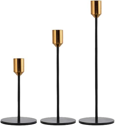 Taper Candle Holders, Black Tall Candlestick Holders, Set of 3 Metal Modern Decor Candle Stands f... | Amazon (US)