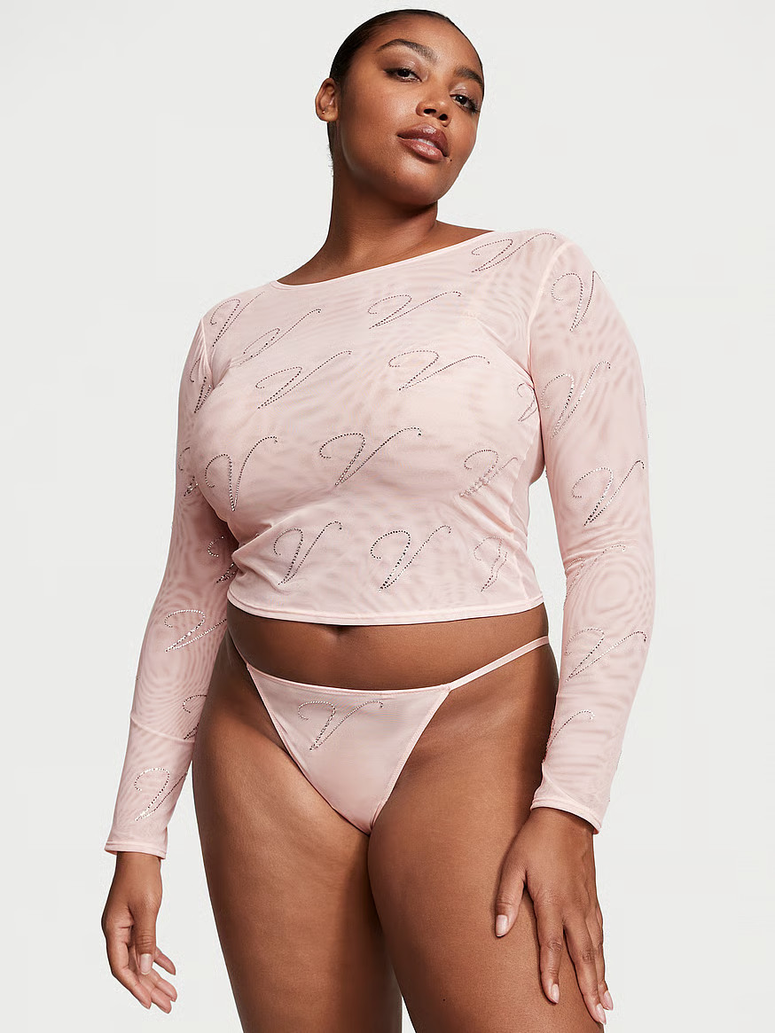 Shine Mesh 'V' Logo Top & Panty Gift Set | Victoria's Secret (US / CA )