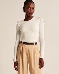 Women's Long-Sleeve Cozy Crew Bodysuit | Women's Tops | Abercrombie.com | Abercrombie & Fitch (US)