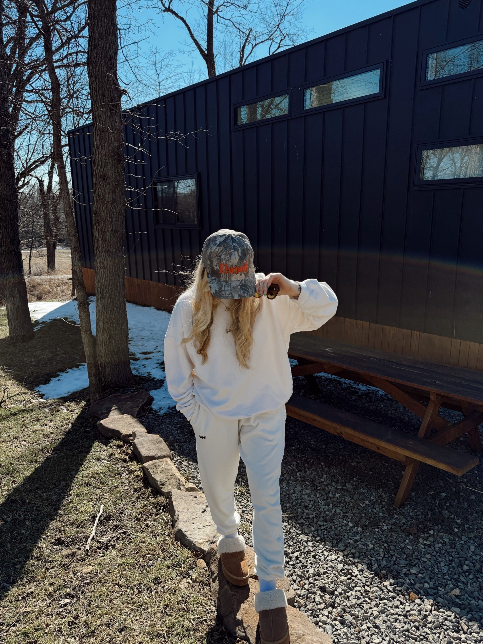 cabin trip ootd | matching sweat set | elwood hat | slip on shoes | spring get away outfit | cozy set

#LTKdayinmylife #LTKootd #LTKTravel