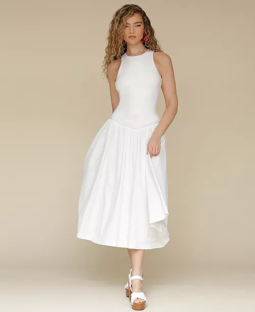 Avec Les Filles Women's Fit & Flare Mixed-Media Dress - Macy's | Macy's