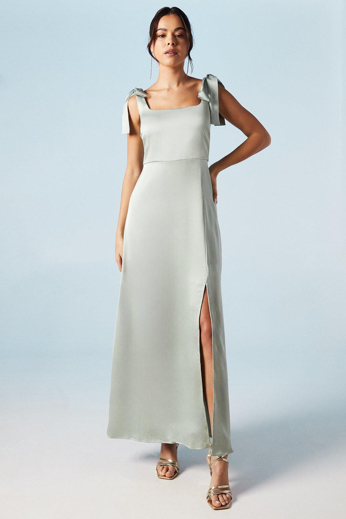 Satin Tie Shoulder Midi Dress | Oasis UK & IE