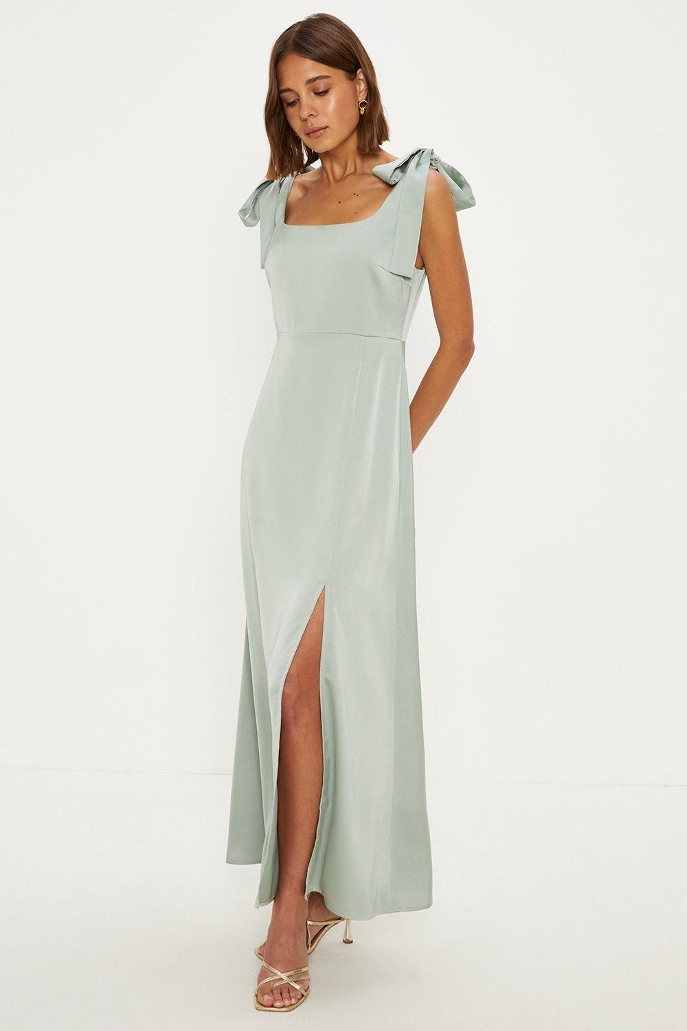 Satin Tie Shoulder Midi Dress | Oasis UK & IE