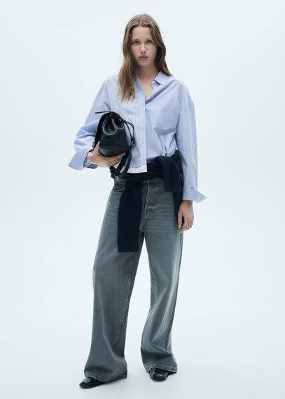 MANGO - Shirt with contrasting stripes sky blue - 20 - Women | MANGO (US)