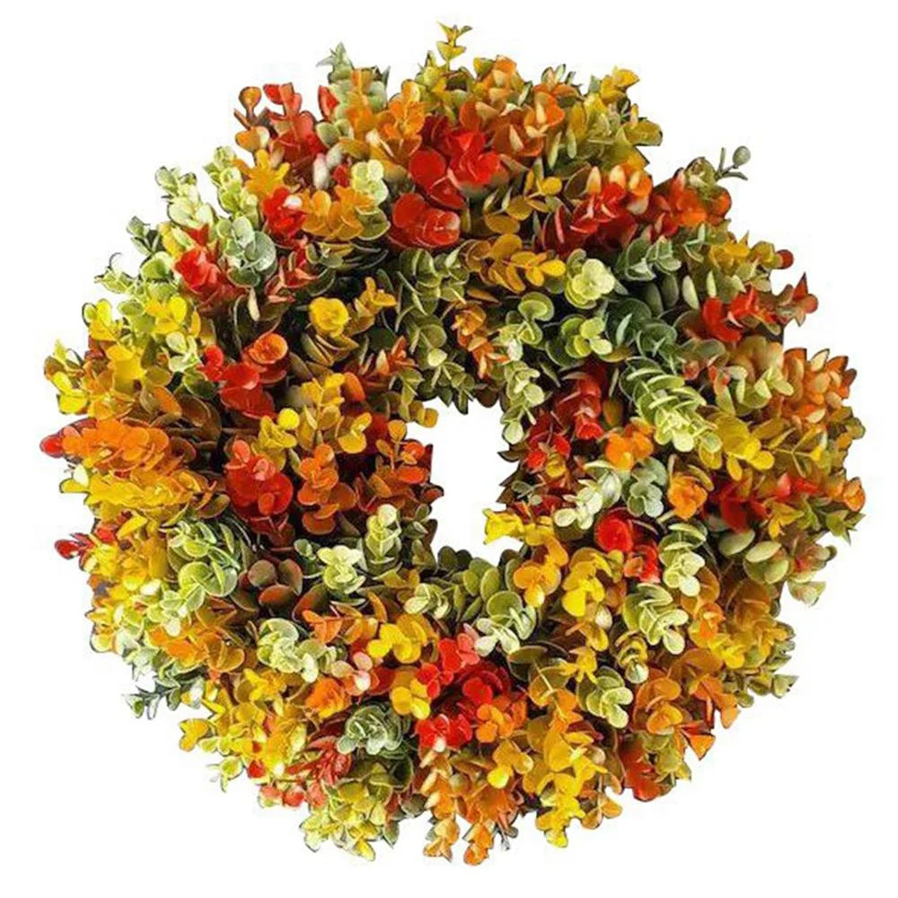 Eucalyptus Wreath Framhouse Decor, Artificial Eucalyptus Wreath with Red Leaves Sere Vines for Fr... | Walmart (US)