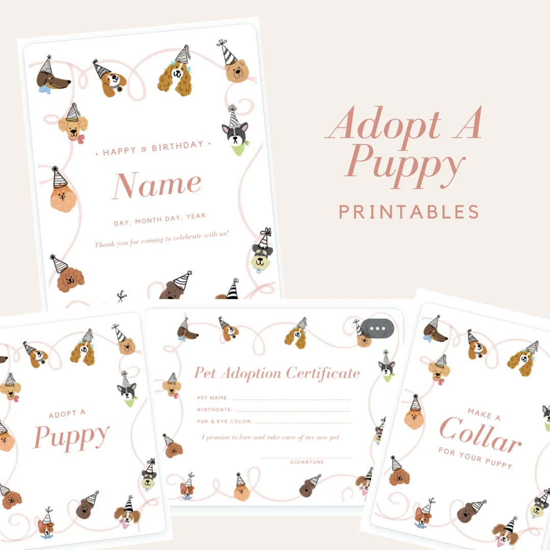 Adopt A Puppy Party Printable Digital Download / Digital - Etsy | Etsy (US)