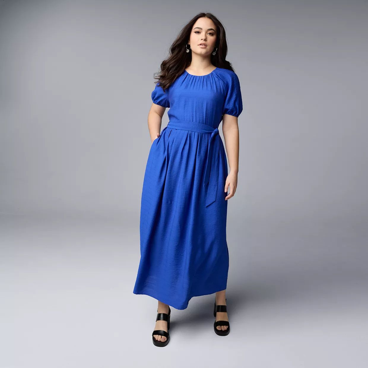 Women's Simply Vera Vera Wang Shirred Flowy Puff Sleeve Maxi Dress | Kohl's