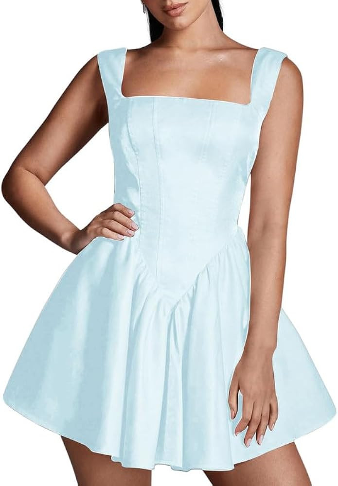 Mini Homecoming Dress for Junior with Bow A Line Backless Evening Party Gowns Satin Short Formal ... | Amazon (US)