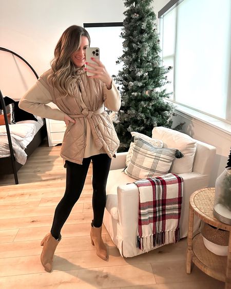 In a medium sweater, vest and leggings with boots for winter from Amazon - all fits TTS.#LTKHoliday

#LTKstyletip #LTKSeasonal #LTKunder50