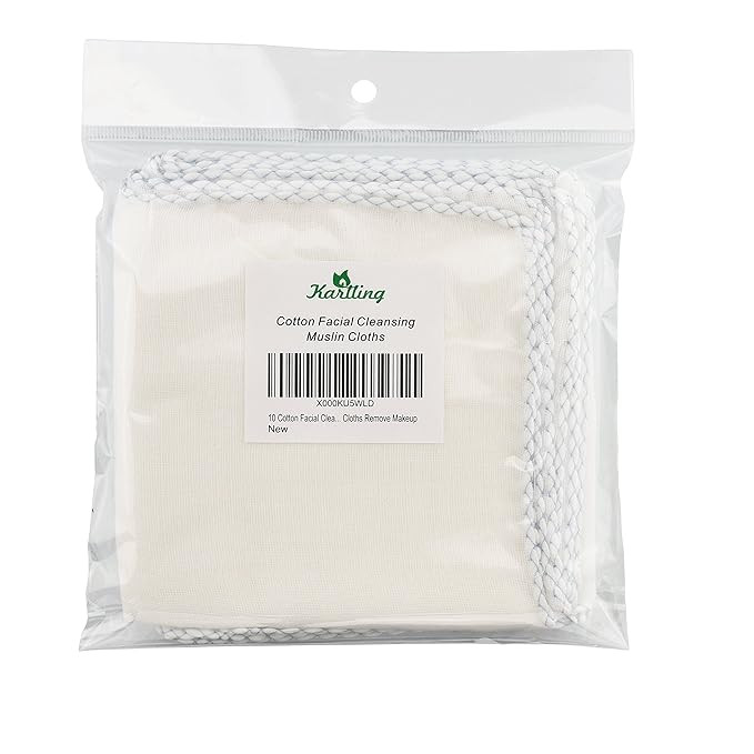 Karlling 10 Cotton Facial Cleansing Muslin Cloths Makeup Remover Wipes | Amazon (US)