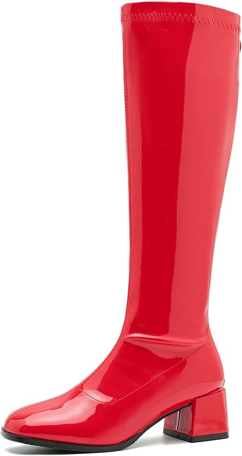GOGO Boots for Women, Knee High Boots, Mid Block Heel Zipper Boots Ladies Party Dance Shoes | Amazon (US)