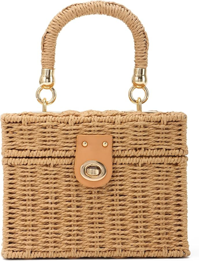 Oweisong Wicker Rattan Purse for Women Summer Beach Woven Straw Tote Bag | Amazon (US)