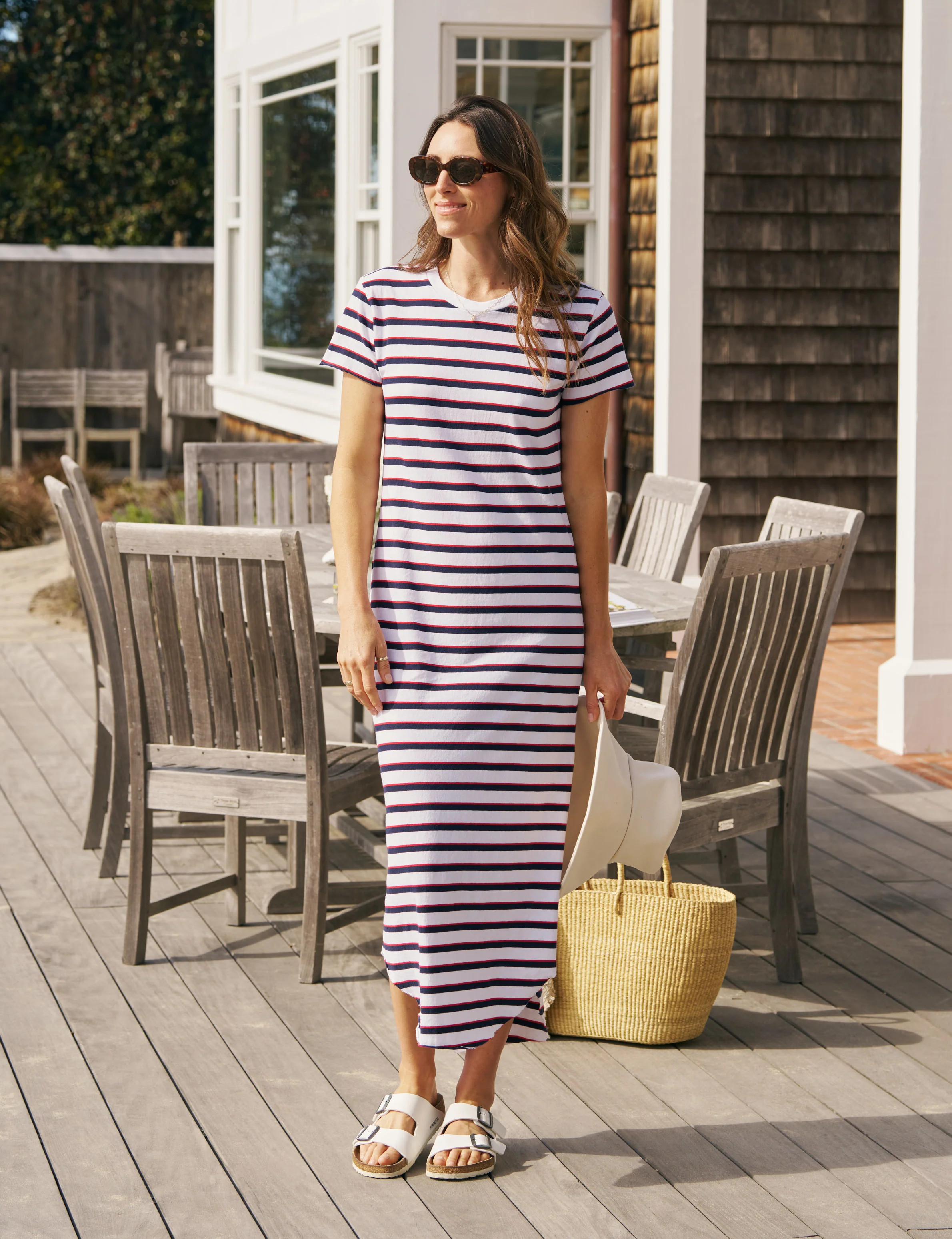 HARPER White with Red and Navy French Stripe, Heritage Jersey | Frank & Eileen