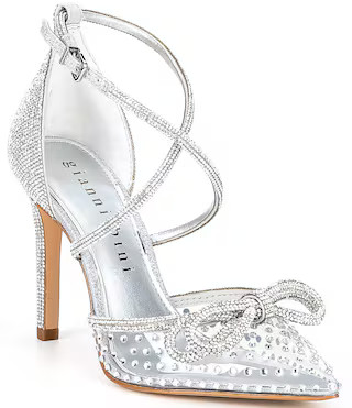 EzlynnTwo Clear Rhinestone Embellished Bow Pointed Toe Pumps | Dillard's