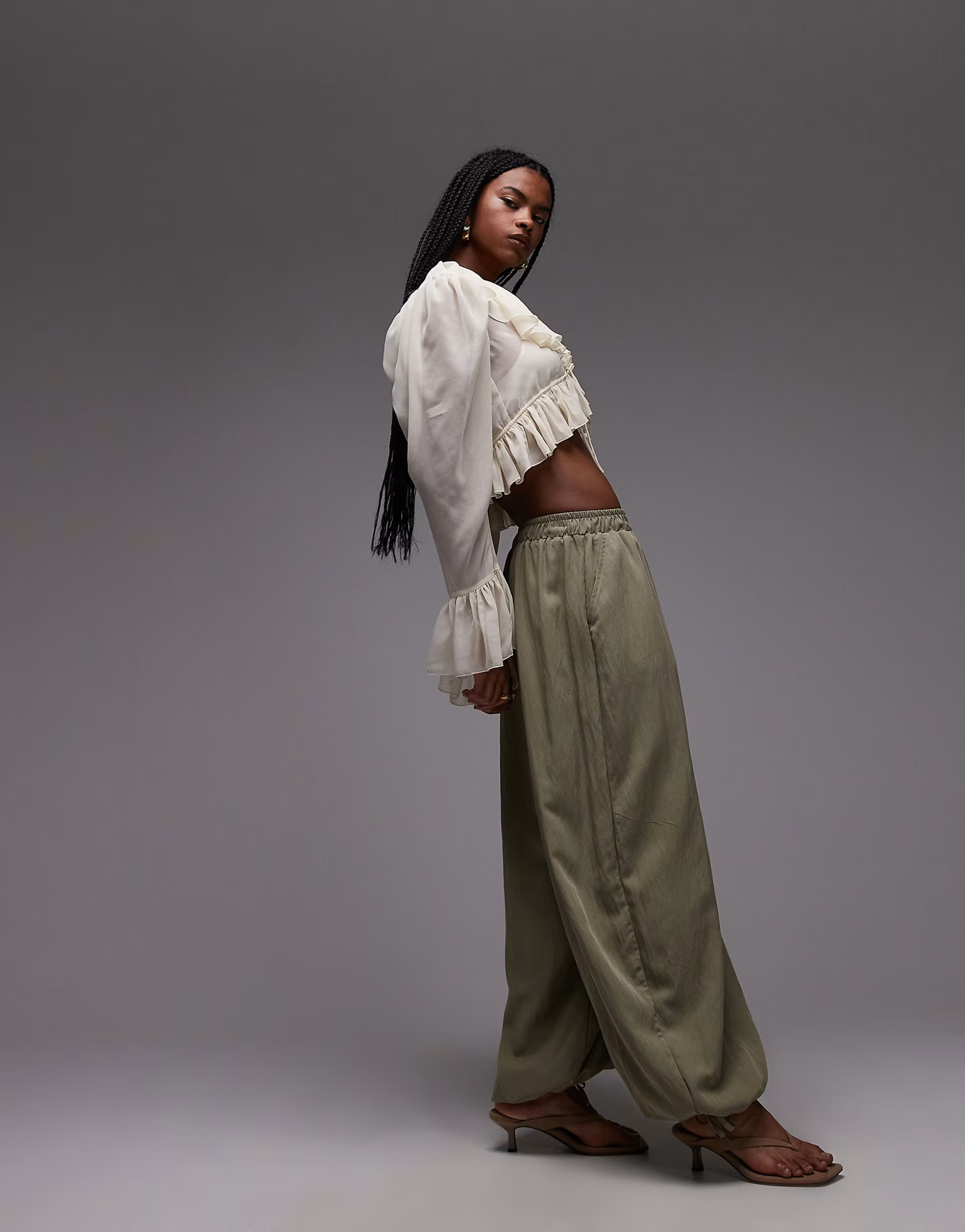 ASOS DESIGN super wide leg tie waist trousers in pistachio | ASOS (Global)