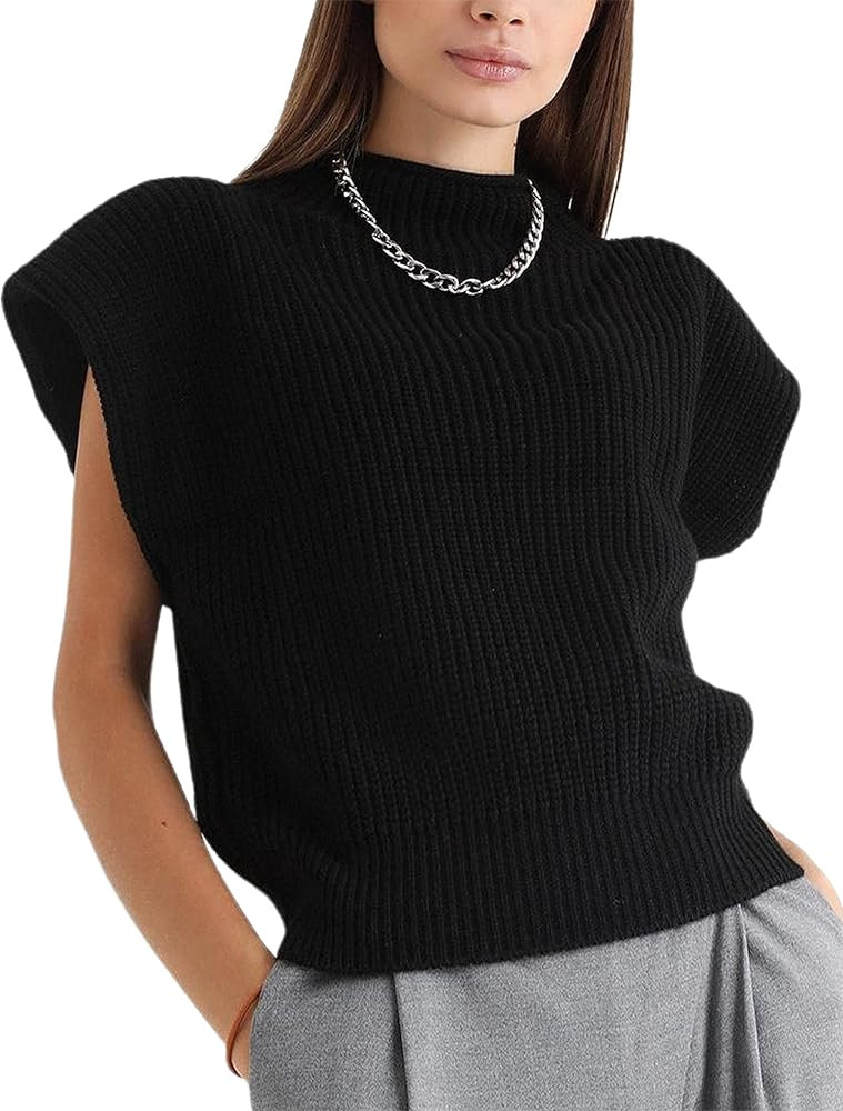 Ameliever Women's High Neck Knit Sweater Vest Sleeveless Ribbed Pullover Tank Tops | Amazon (US)