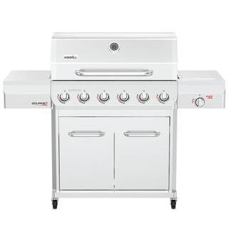 Gourmet Pro 6-Burner Stainless Steel Propane Gas Grill with Searing Side Burner and Griddle Max Insert | The Home Depot