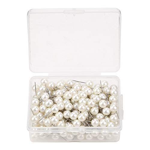 Oumefar 200PCS Pearl Push Pins, Decorative Thumb Tacks Round Short Pearl Head Pins Drawing Ball Map Pins Tack Push Sewing Box for Straight Pins for Crafting DIY Wedding (Pearl Pins for Flower White) | Amazon (US)