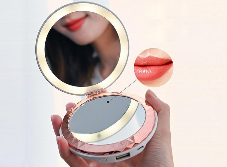 Fancii LED Lighted Travel Makeup Mirror, 1x/10x Magnification - Daylight LED, Compact, Portable, Lar | Amazon (US)