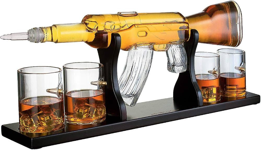 Gun Large Decanter Set Bullet Glasses - Limited Edition Elegant Rifle Gun Whiskey Decanter 22.5" ... | Amazon (US)
