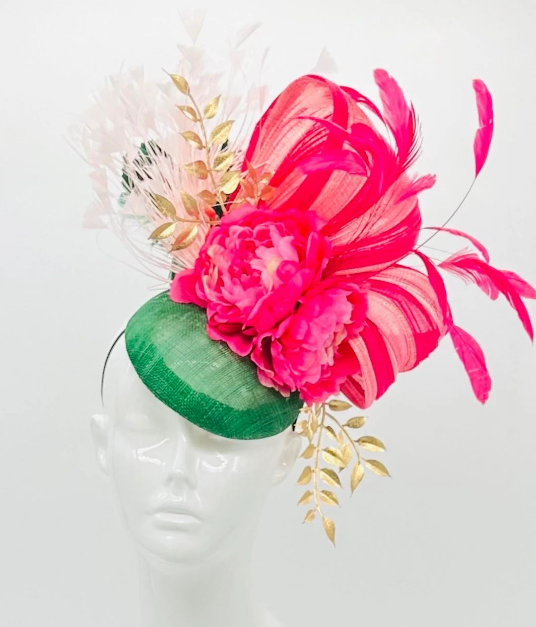 Pink, Green, Gold, and Light Pink Fascinator, Kentucky Derby Hat Alternative, Kentucky Derby Hat ... | Etsy (US)