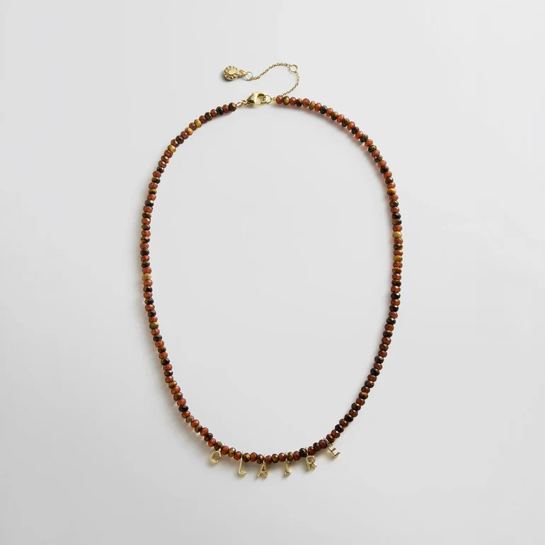 Mini Semi-Precious Custom Necklace - Tiger's Eye | BaubleBar