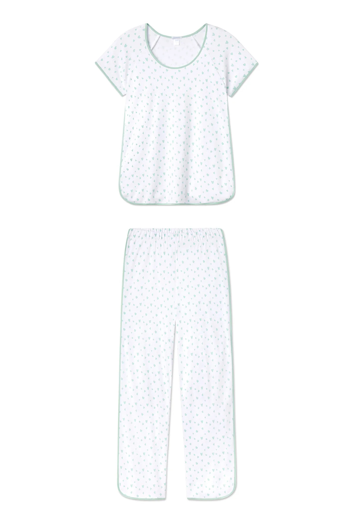 Pima Short-Long Set in Parisian Green Mini Heart | Lake Pajamas