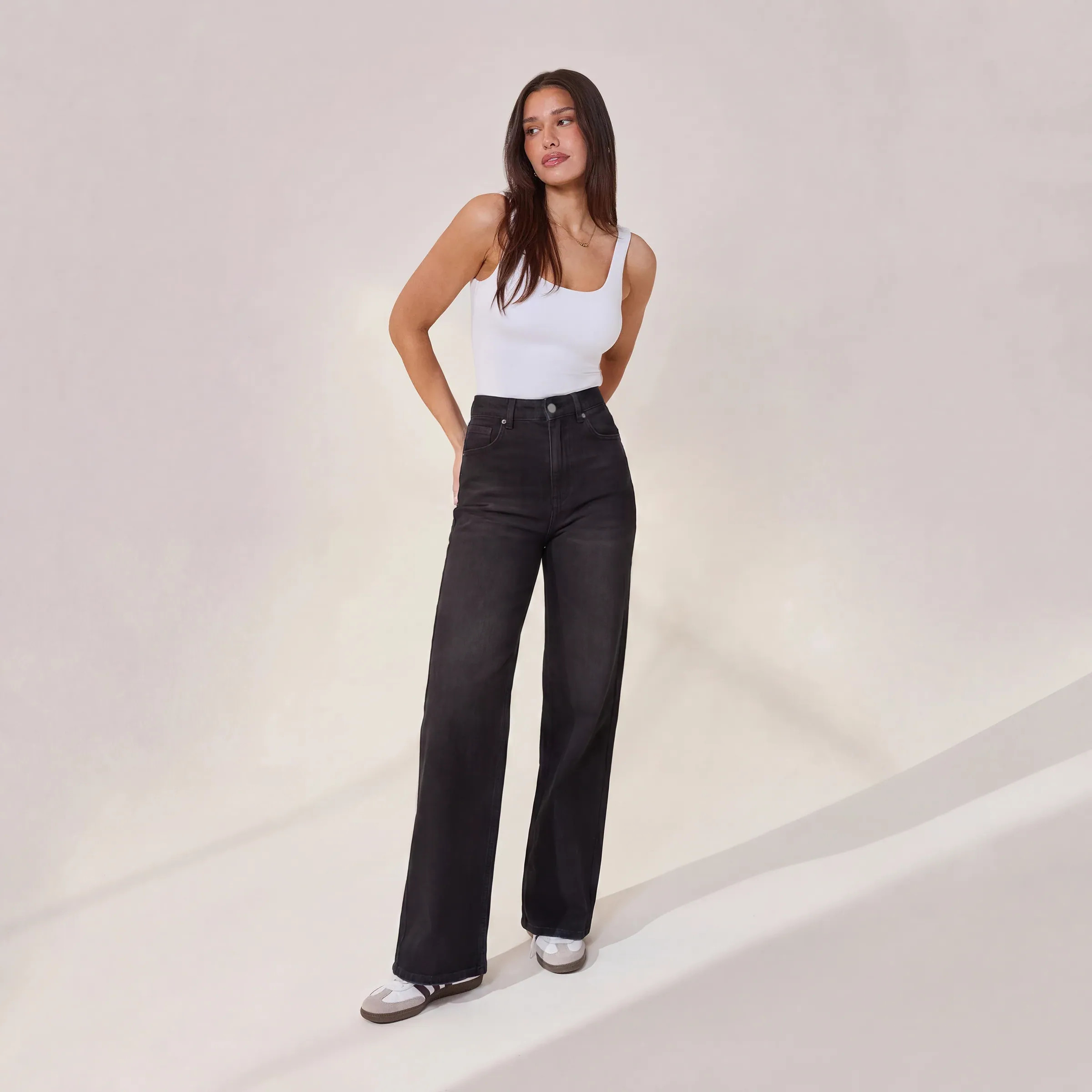Wide Leg Jeans | Washed Black | LOVALL