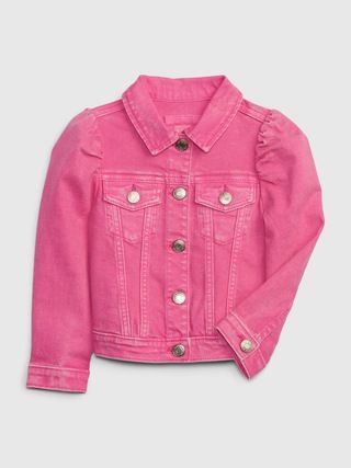 Gap × Barbie™ Toddler Puff Sleeve Icon Denim Jacket with Washwell | Gap (CA)
