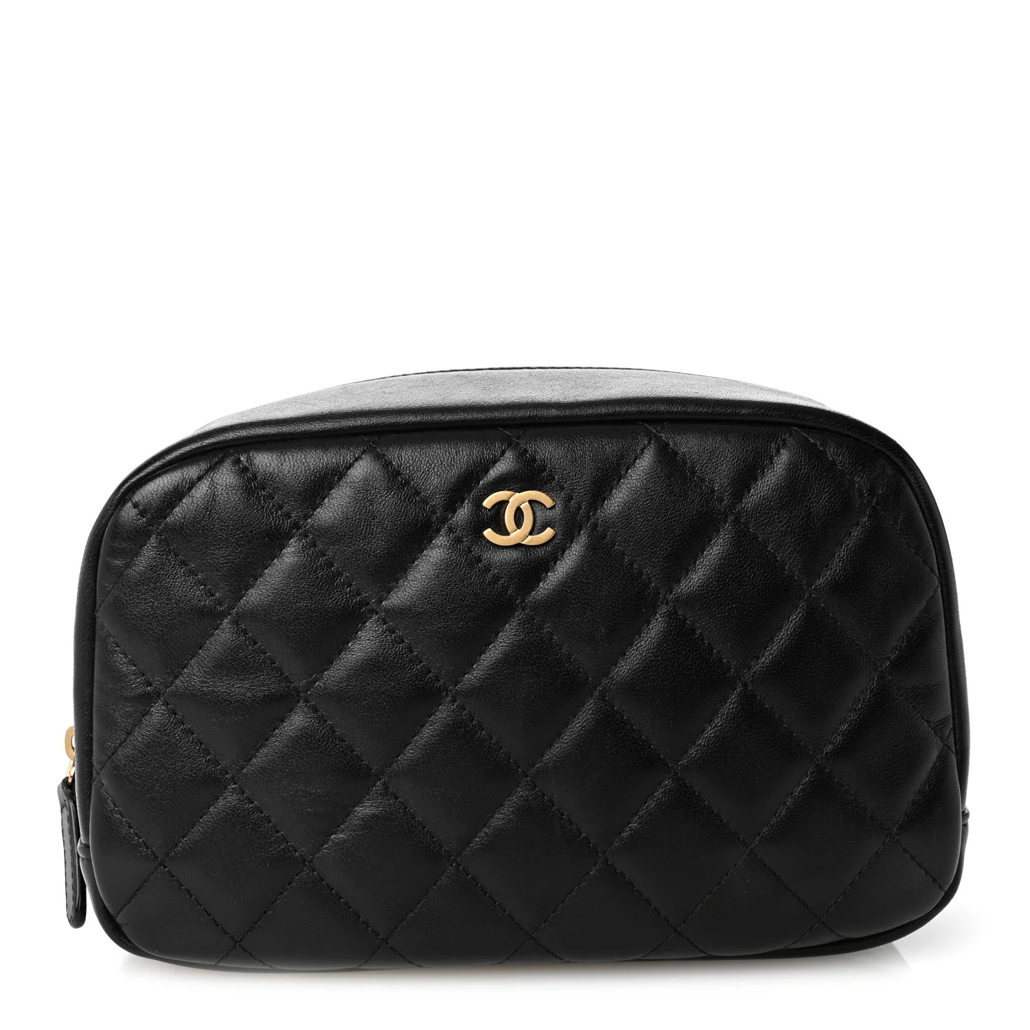 Chanel Lambskin Quilted Medium Curvy Pouch Cosmetic Case Black 1976322 | FASHIONPHILE (US)
