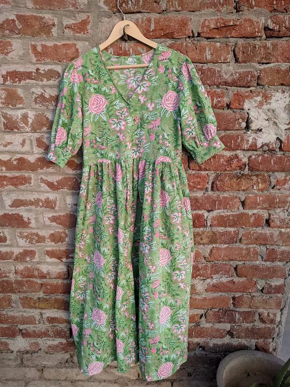 Hand Block Printed  Dress Summer Dress  Indian Cotton Dress | Etsy | Etsy (US)