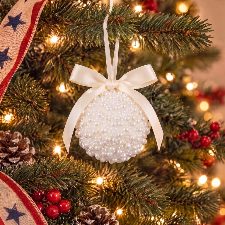 4-Count White Pearl Shatterproof Christmas Ornaments, 3.9", by Holiday Time | Walmart (US)