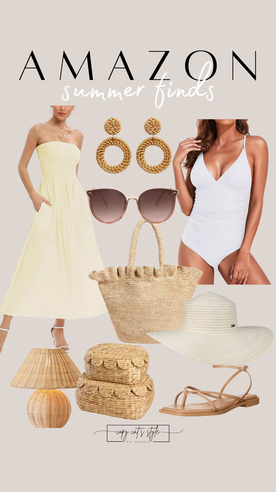 Amazon summer finds. Butter yellow and white Amazon dresses, swimsuits, beach bags, and accessories. 

#LTKFindsUnder50 #LTKStyleTip #LTKSummerEdit