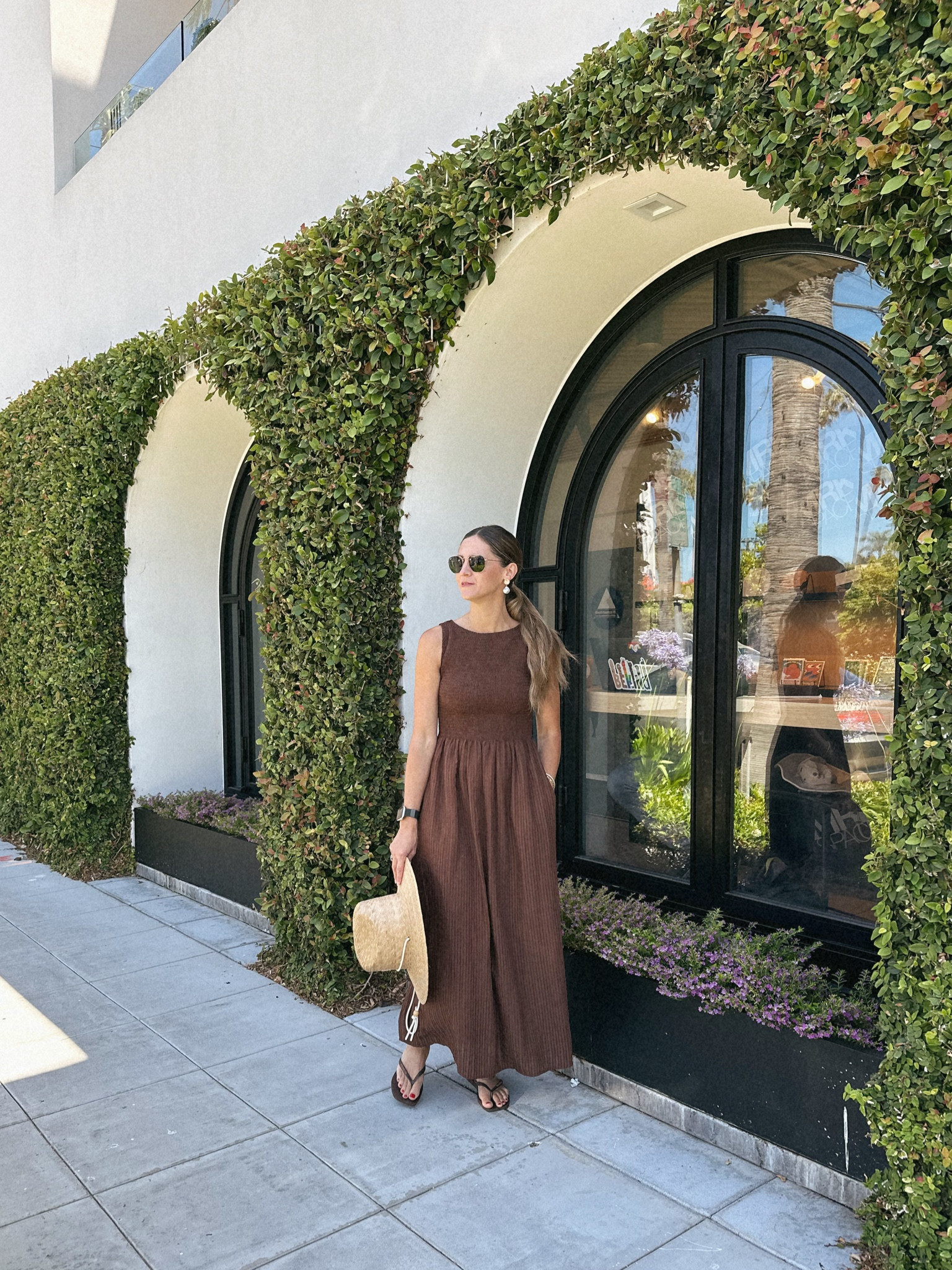 No surprise this dress has been a favorite this summer. Their dresses are always a summer staple for me. 
@hillhousehome 
I also linked my chocolate brown square toe flip flops, and sun hat here! 

#LTKStyleTip #LTKShoeCrush #LTKTravel
