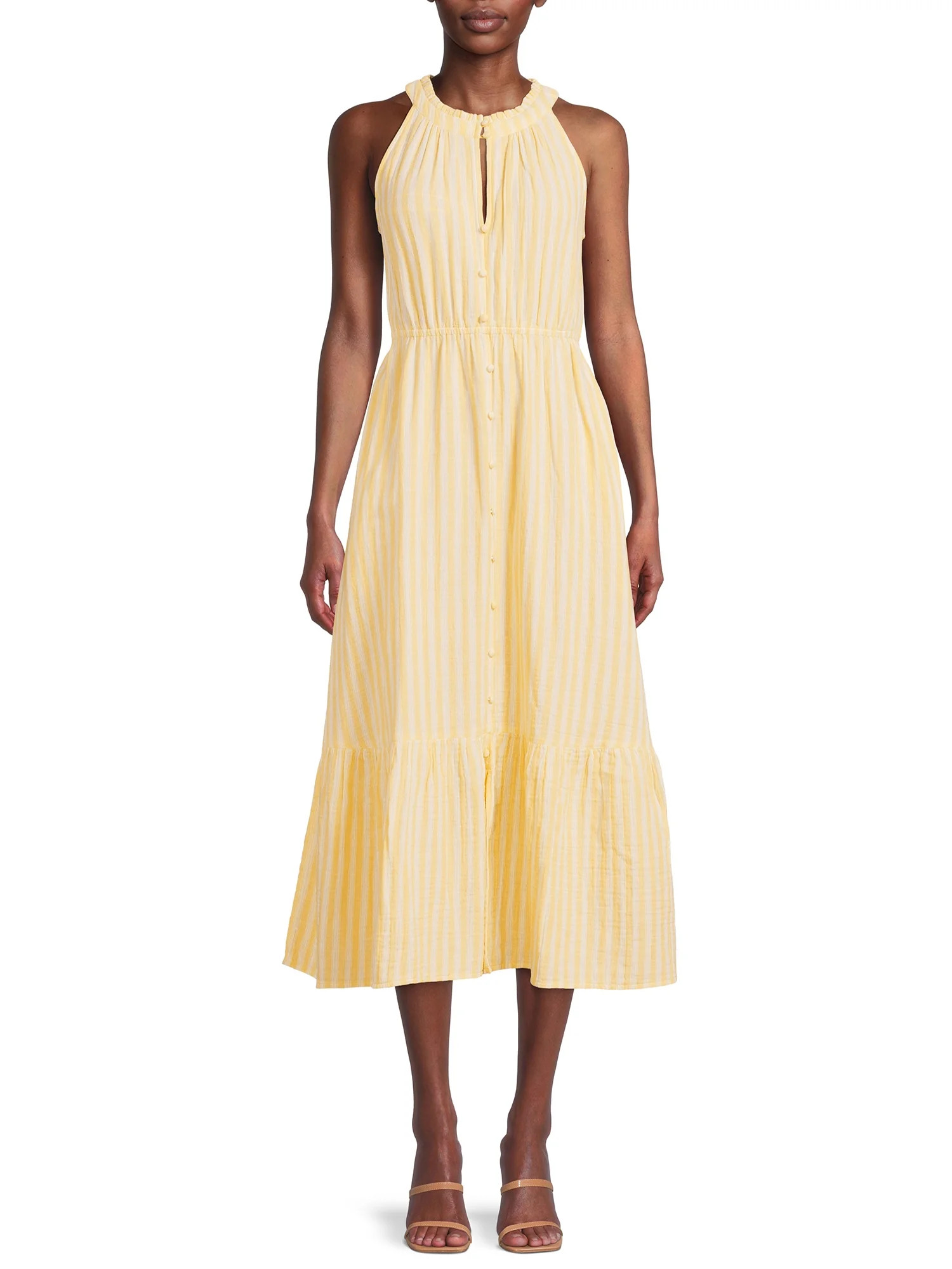 Time and Tru Women's Sleeveless Tiered Midi Dress | Walmart (US)