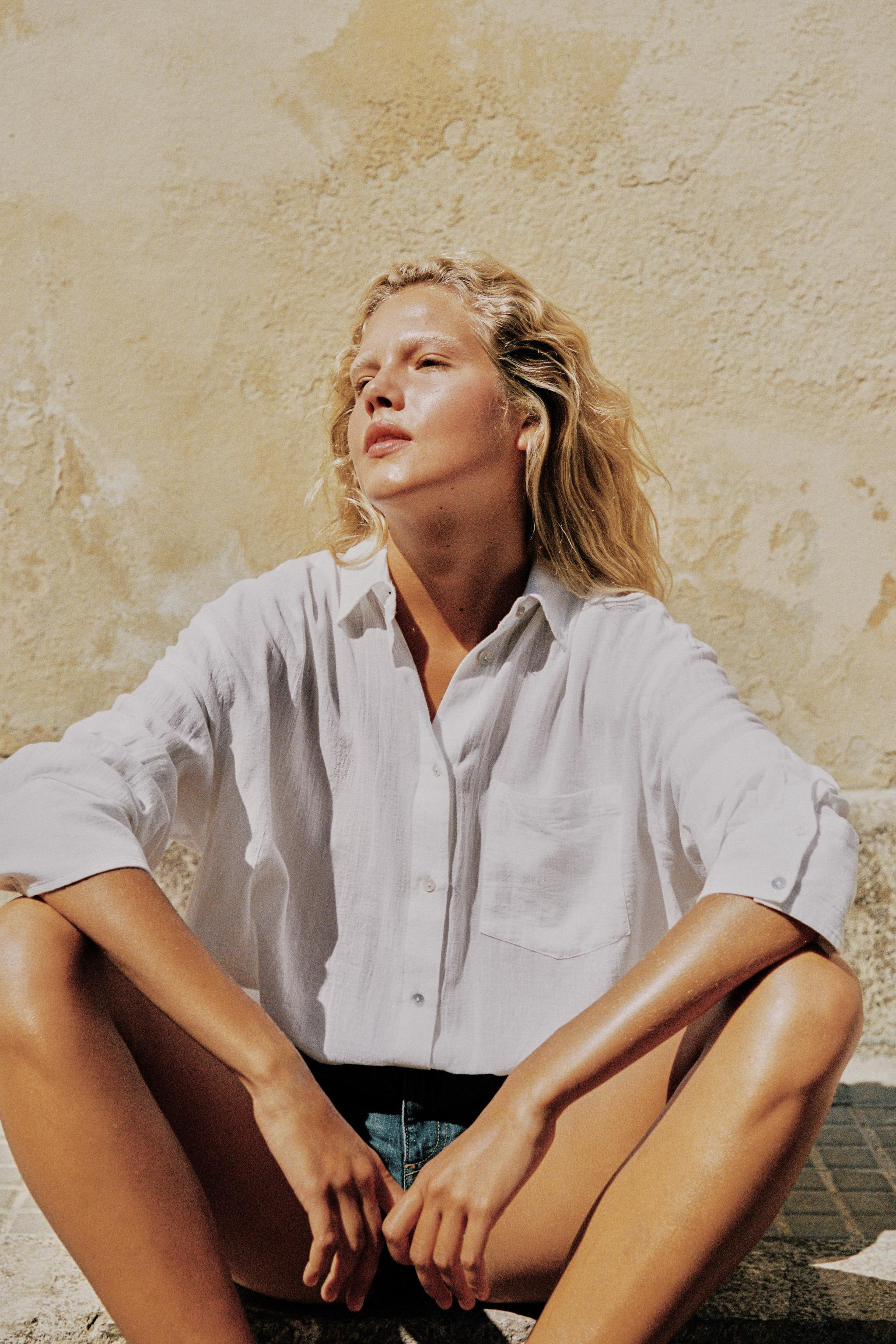 OVERSIZE GAUZE SHIRT WITH POCKET | Zara UK