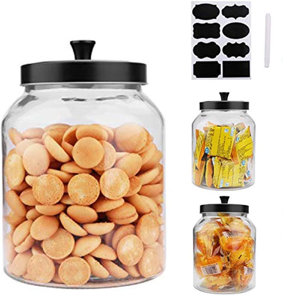Glass Jars With Sealed Lids,Clear Glass Food Storage Container with Black Brushed Metal lids,100 ... | Amazon (US)