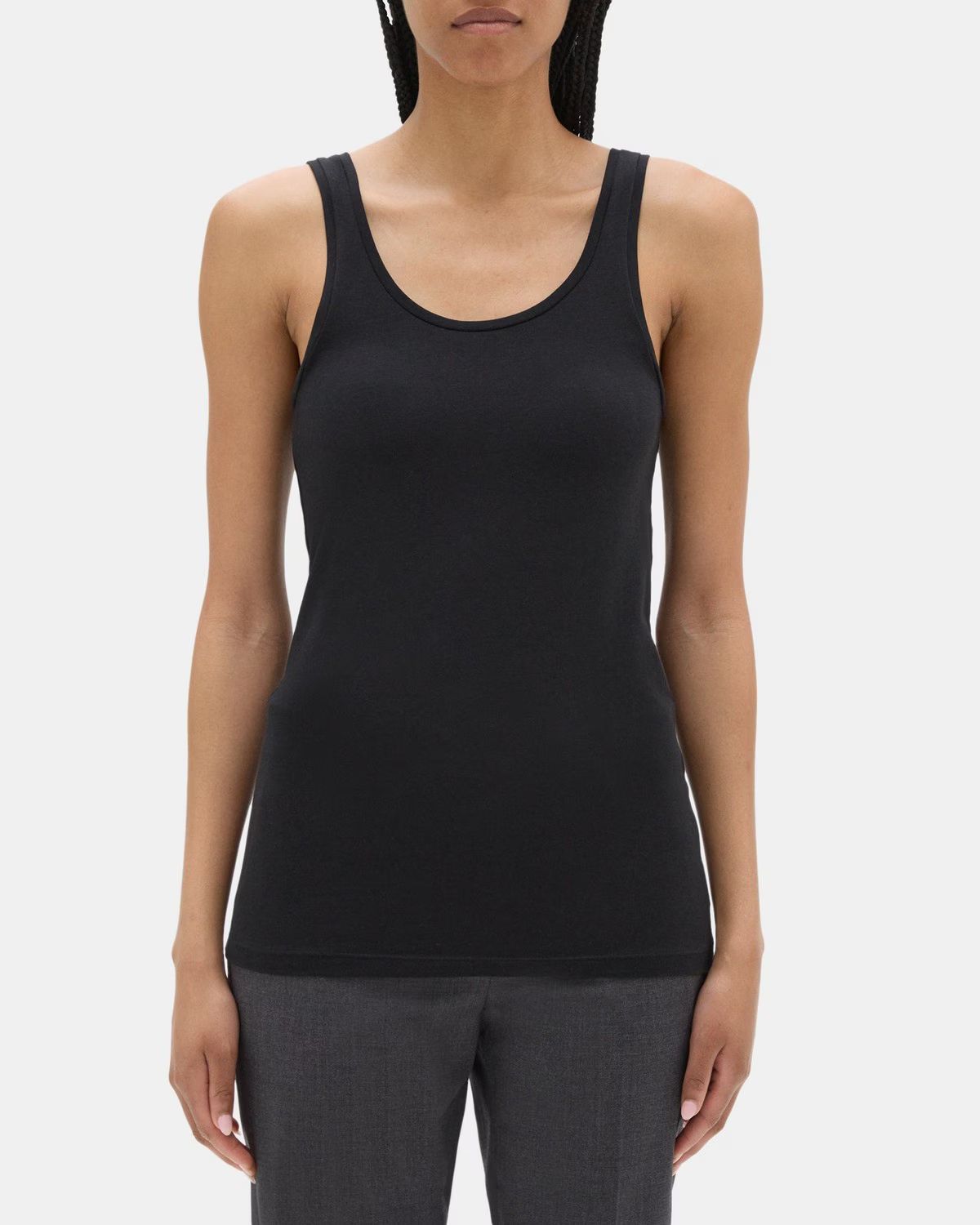 Scoop-Neck Tank in Stretch Cotton | Theory Outlet