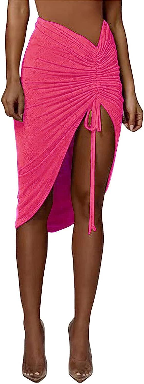 PRIMODA Women's Asymmetrical Bodycon Drawstring | Amazon (US)