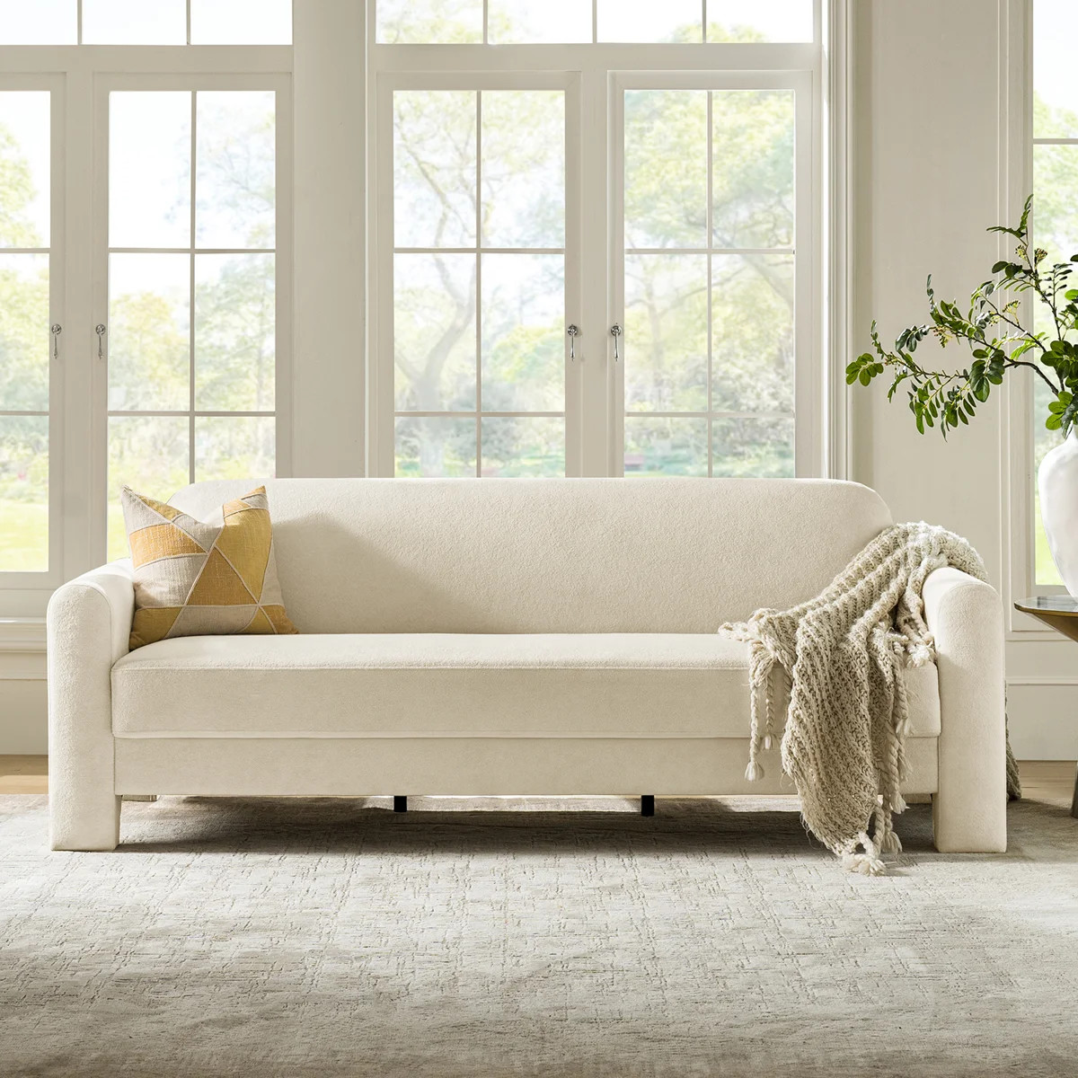 Werts Modern 84" Curved Chenille Sofa | Wayfair North America