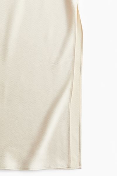 Crêpe Satin Skirt - Low waist - Long - Cream - Ladies | H&M US | H&M (US + CA)
